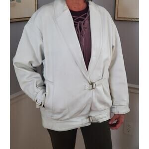 White Deerskin Leather Womens Jacket Vintage 1980's Handcrafted Buttery Soft Med